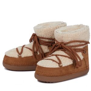 NWT INUIKII Curly shearling and suede ankle boots